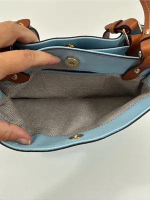 Dooney & Bourke City Large Barlow in Ice Blue and British Tan Leather thumbnail 7