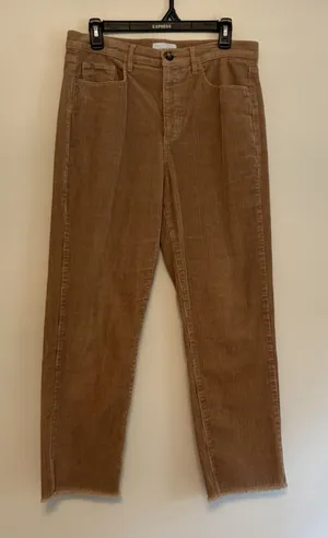 LOFT Corduroy Straight Leg‎ Pants Camel Tan Size 29 8 Raw Hem Casual Academia thumbnail 1