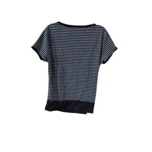 Romwe Black Gray Striped Short Sleeve Tee Shirt Large thumbnail 9