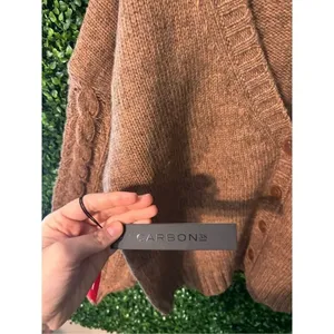 Carbon38 Cable Knit Mushroom Brown Chunky Cardigan Sz XL NWT thumbnail 6