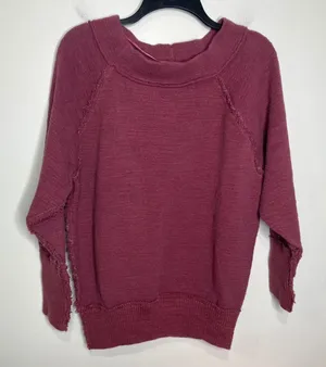 Free People pink exposed seam pullover sweater sweatshirt women's size small‎ thumbnail 1