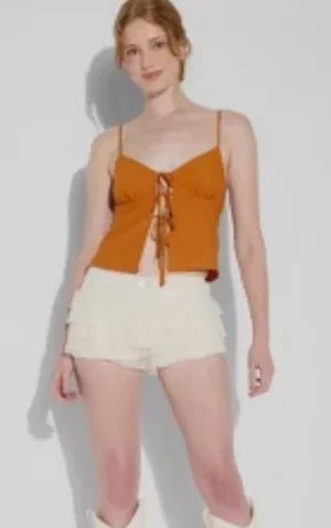 Wild Fable Burnt Orange Double Tie‎ Front Cami Tank Top Small NWT thumbnail 1