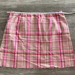 Y2k vintage Ann Taylor plaid checkered mini skirt pink beige tan small thumbnail 3
