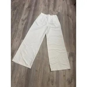 Commense White High Waisted Wide Leg Pleated Trousers Pants Medium NEW thumbnail 4
