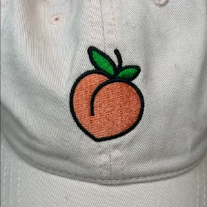 Mighty Fine Baseball Cap Embroidered with  Peach Emoji adjustable strap back NEW thumbnail 2