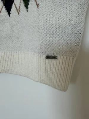 Hollister Cream Argyle V-Neck Sweater Vest with Black and Green Diamonds thumbnail 4