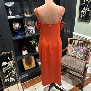 Lulus Silky Orange Maxi Dress – Taylor Swift-Inspired, Size Large thumbnail 9