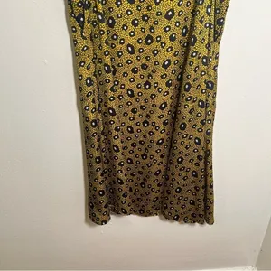 Zara Womens Size Small Sleeveless‎ Shift Dress Yellow Navy White Geo Button Back thumbnail 5