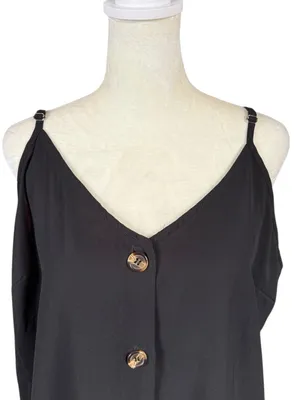 Shiela Rose women's black sleeveless button down v-neck tank top size XL thumbnail 5