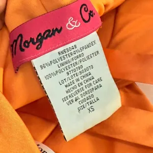 Morgan & Co. Orange Halter Dress Ruffle Size XS Formal Girls Womens Zipper‎ Back thumbnail 3