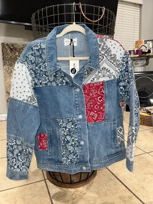 Driftwood Faria Patchwork Denim Trucker Jacket thumbnail 6