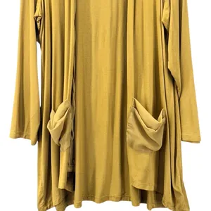 LOGO By Lori Goldstein Longline Cardigan Mustard Yellow 1X‎ thumbnail 3