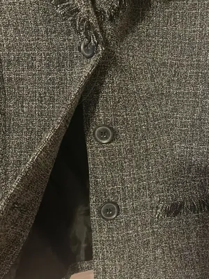 Norton McNaughton Women's Tweed Fringe Blazer Black White Sz 10P thumbnail 4