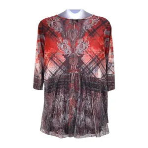 One World‎ Tunic Peplum Red 2X thumbnail 2