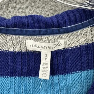 NWT Aeropostale Striped V Neck Knit‎ Sweater Angora Rabbit Retro Y2K Women Small thumbnail 3
