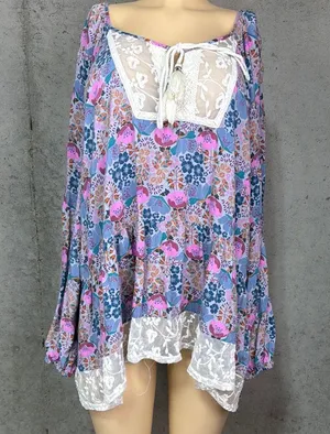 Matilda Jane Sew Perfect Tunic Top Womens Lace Tassel Floral Lace Boho 1X thumbnail 2