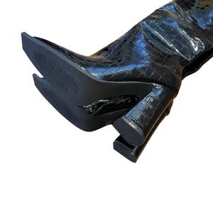 Princess Polly Mercury Knee High Boots Croc Print Black thumbnail 5