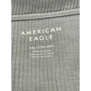 American Eagle XXL Bodysuit Gray Ribbed Long Sleeve Square Neck Henley NWT thumbnail 6