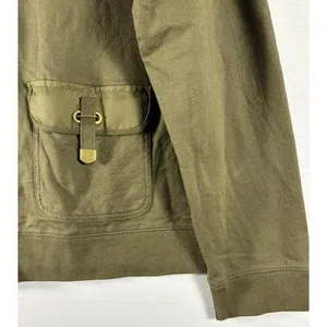 Lauren Jean Co green jacket brass detail front pockets‎ mock neck XL thumbnail 3