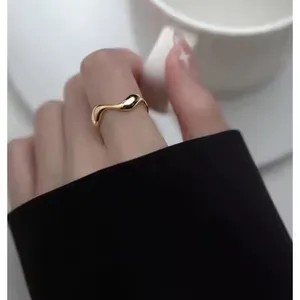 🆕 Yellow‎ Gold Wave Ring Gold Plated 925 Sterling Silver | Adjustable thumbnail 3