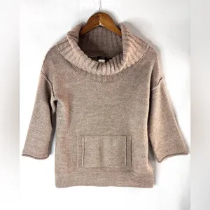 J. Crew XS Taupe Oversized Lagenlook Turtle Neck Sweater thumbnail 6