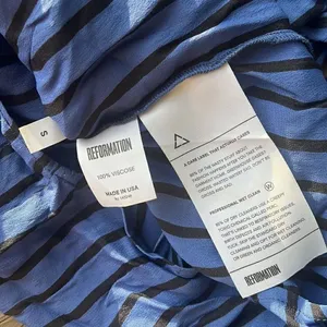 Reformation Eldridge blue stripe tie neck blouse S thumbnail 8