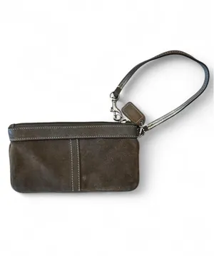 Coach Suede Leather Wristlet Brown thumbnail 2