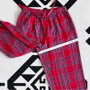 Victoria’s Secret Flannel Long PJ Set in Lipstick Bold Lurex Plaid Small thumbnail 12