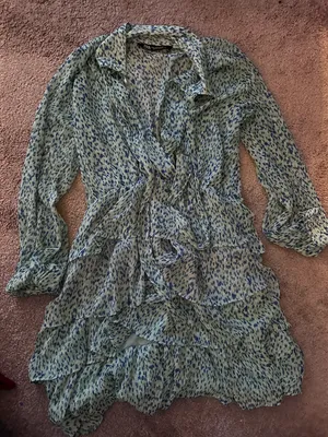 ZARA Blue/Teal leopard print dress thumbnail 1