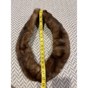 Vintage Genuine Mink Fur Collar Scarf Shawl Stole 35" Lined Light Brown Clips thumbnail 3