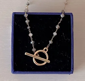 NWOT gold toned beaded chain and toggle necklace thumbnail 2