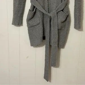 SKIMS Cozy Knit Bouclé Robe Cardigan Smoke Gray Belted Lounge Sweater XXS/XS thumbnail 5