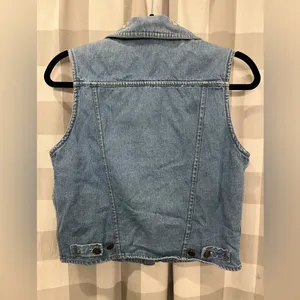 Vintage 90s 00s Tangibles Blue Denim Vest with Floral Embroidery thumbnail 4
