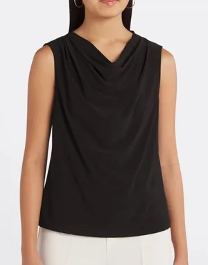 Beacon Apparel Harmony‎ Cowl Neck Blouse Black Size XL thumbnail 1