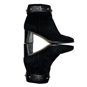 Kate Spade Morgan Pearl Booties Women’s 6B Black Suede Block Heel KE796 thumbnail 4