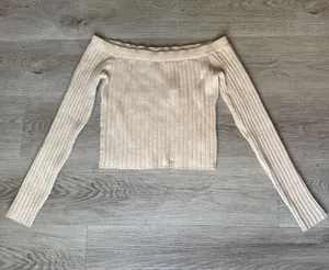Aerie Off-the-Shoulder Ribbed Cream Sweater NWT! thumbnail 2