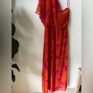 Nine & Co. Women’s One-Shoulder Maxi Dress Size 10 Orange Pink Paisley thumbnail 8