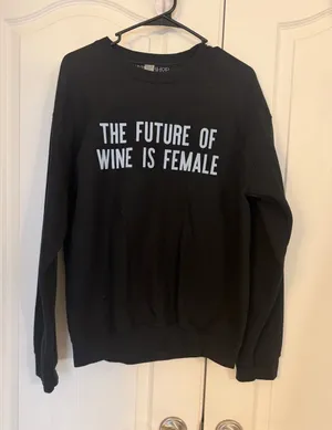 The Future of Wine Is Female Black Crewneck Sweatshirt thumbnail 1