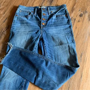 Madewell 10" High-Rise Skinny Stretch Jeans Size 28 Button Fly Frayed Hem thumbnail 1