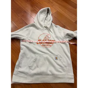 Carhartt Hoodie White Relaxed Fit Graphic Mountain Logo Sweatshirt Size L(12-14) thumbnail 6