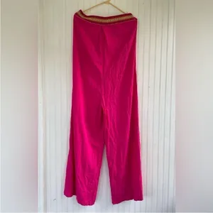 NWT Rusttydustty Hot Pink Geometric Embroidered Tube Top Wide Leg Jumpsuit M‎ thumbnail 5