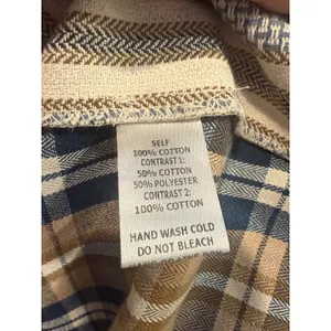 Easel Mixed Media Patchwork Plaid Striped Star Button Down Shirt Blue Size Small thumbnail 3