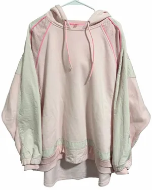 Free People‎ Movement Racing Striped Hoodie Heirloom Pink Women's Size Medium thumbnail 1