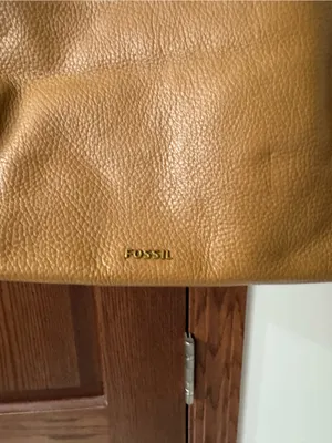 Fossil Tri-Panel Leather Tote in Tan, Cream & Gray with Black Straps thumbnail 4