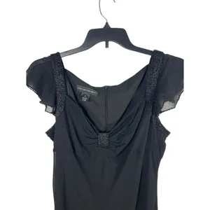 VTG 90s Y2K Jones New York Black Babydoll Beaded Silk Sheer Lined Dress 14 thumbnail 6