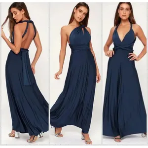 LULU'S‎ Womens Sz Small Navy Blue Always Stunning Convertible Maxi Dress thumbnail 3