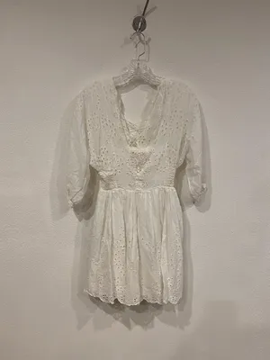 Free People Lottie Eyelet Dress Womens XS White Lace Mini Boho Embroidered thumbnail 2