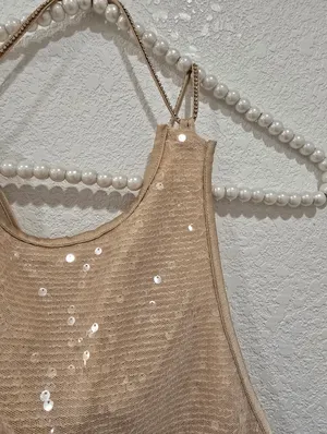 Mistress Rocks Sandstone Sequin Open Back Top small thumbnail 6