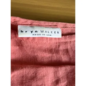 Bryn Walker Fran Top Medium Coral Linen Ruffle Bell Sleeve Top Boho Lagenlook thumbnail 4