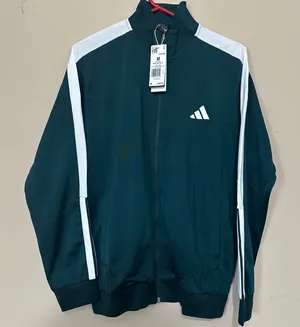 NWT Adidas Track Jacket Men Medium Green Full Zip Athletic Warm Up Zip Pockets thumbnail 1